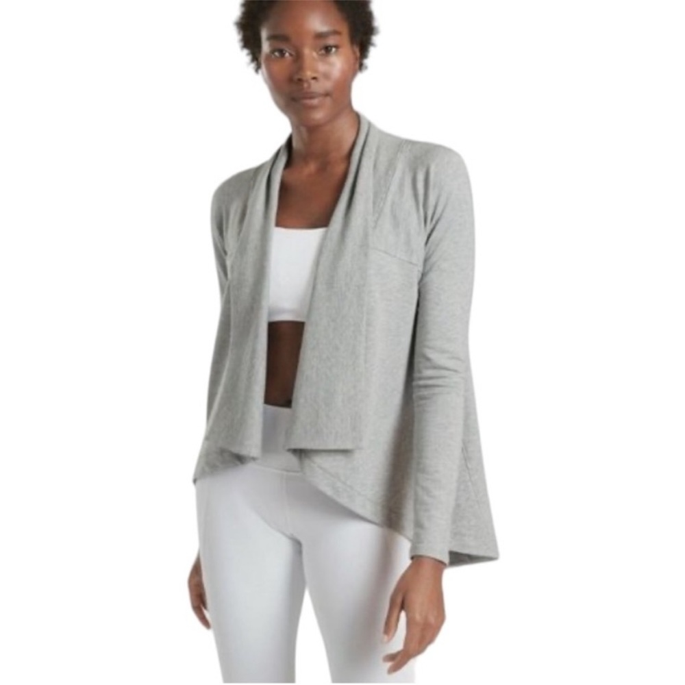 ATHLETA Nirvana Wear Two Ways Wrap Sweater in grey